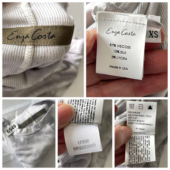 Enza Costa REVOLVE Tie Dye Viscose Silk Blend Crop Top NEW Size XS Gray, White - Picture 7 of 7